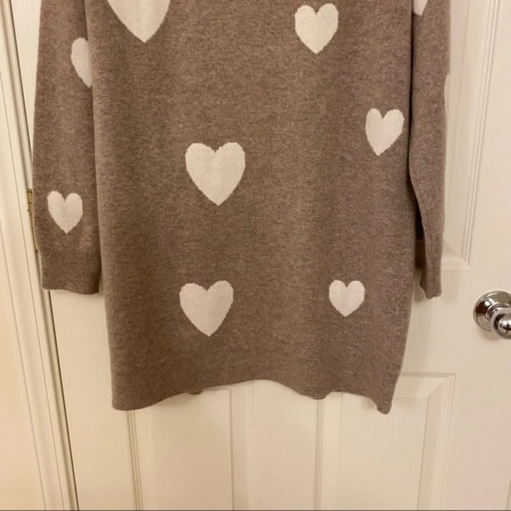 MAGASCHONI Heart Open Front Cashmere Cardigan in Pebble Heather/Frost White Sz M - Picture 8 of 9